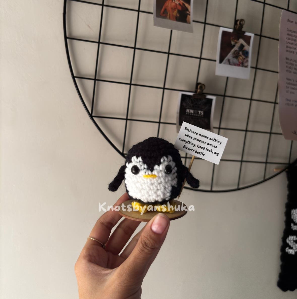 Handmade Crochet Penguin with Motivational Message Card – Cute Amigurumi Penguin Gift