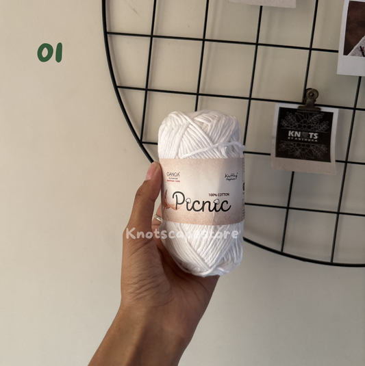 Picnic 100% cotton yarn 50g medium weight for crochet and knitting